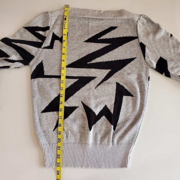 7106 * Unbranded Abstract Sweater Black Gray Size Unknown Vintage 80s - Picture 4 of 5